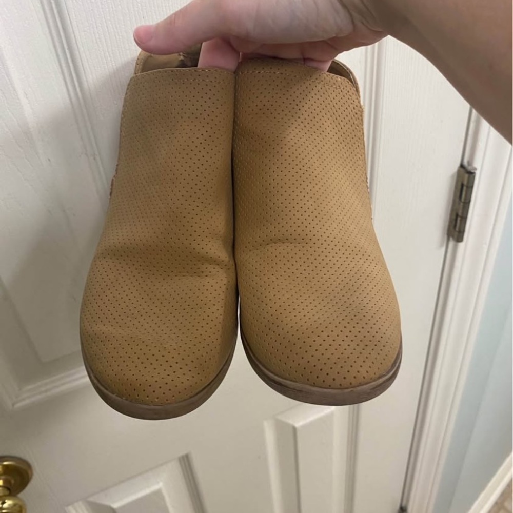 Tan Perforated Ankle Boots